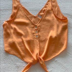 Free People Satin Tie Front Crop Top